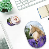 Desktop Computer Games Non-Slip Mouse Pad And Coaster Combination, Personality Mouse Pad Beautiful Pattern, Waterproof Mouse Pad, Suitable For Office And Home Mouse Pad, Lavender And Horses