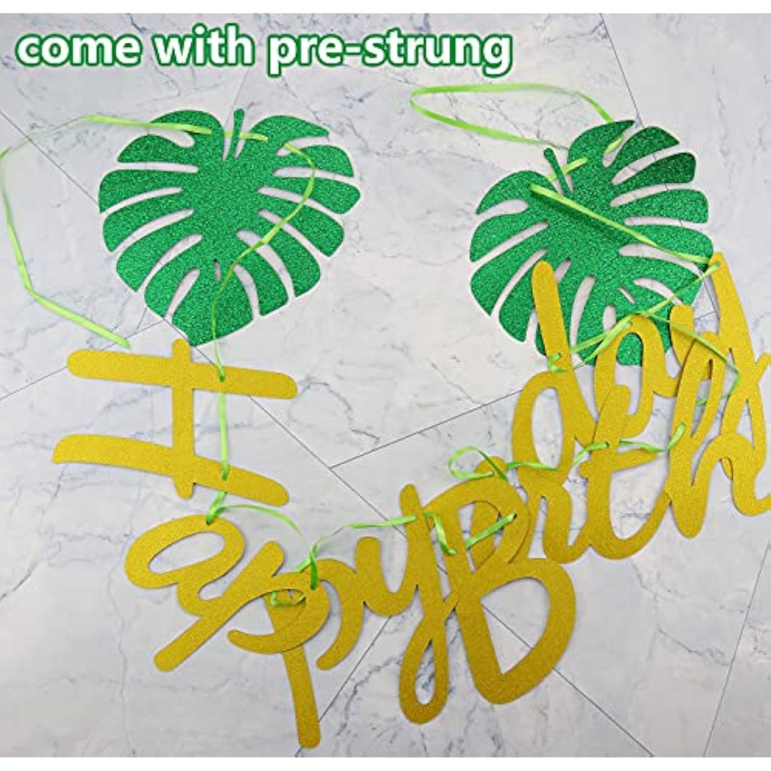 Glitter Hawaiian Birthday Banner – Tropical Luau Party Decoration for Jungle, Safari & Baby Shower