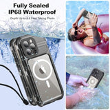 Waterproof Case - Metal Shockproof Phone Case Built-In Screen Protector [Ip68 Water Proof][14Ft Military Grade ], Heavy Duty Full Body Drop Protection Cover, 6.7" Black
