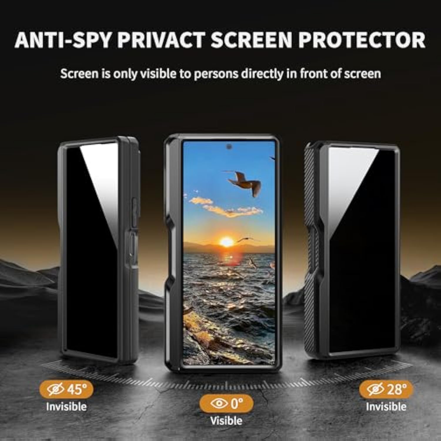 For Z Fold 5 Case, [With Privacy Screen Protector & Slide Camera Cover] [S Pen Holder & Hinge Protection] Military Drop Phone Case For Samsung Galaxy Z Fold 5 With Stand & Belt Clip, Black