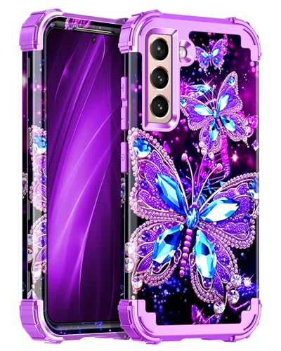for Galaxy S21 5G Case,Glow in The Dark Three Layer Heavy Duty Shockproof Full Body Protection Hard Plastic Bumper+Soft Silicone Case for