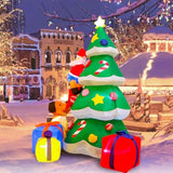 7Ft Inflatables Lighted Christmas Tree, Dog Chasing Santa Claus, Blow Up Cute Funny Indoor Outdoor Xmas Decor Lawn Yard
