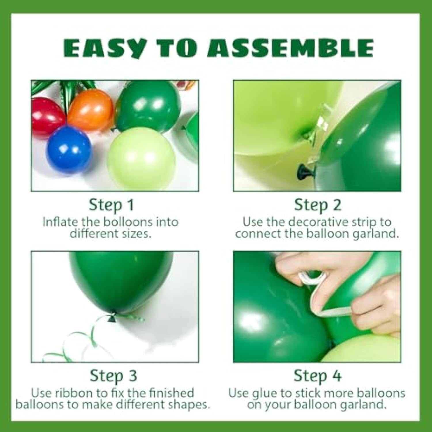 151pcs Green Balloon Garland Kit with Red Orange Blue Foil Balloons for Parties