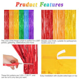 2 Pack 3.28x7.05 Ft Rainbow Tinsel Backdrop Curtains for Wedding/Birthday Party Decor
