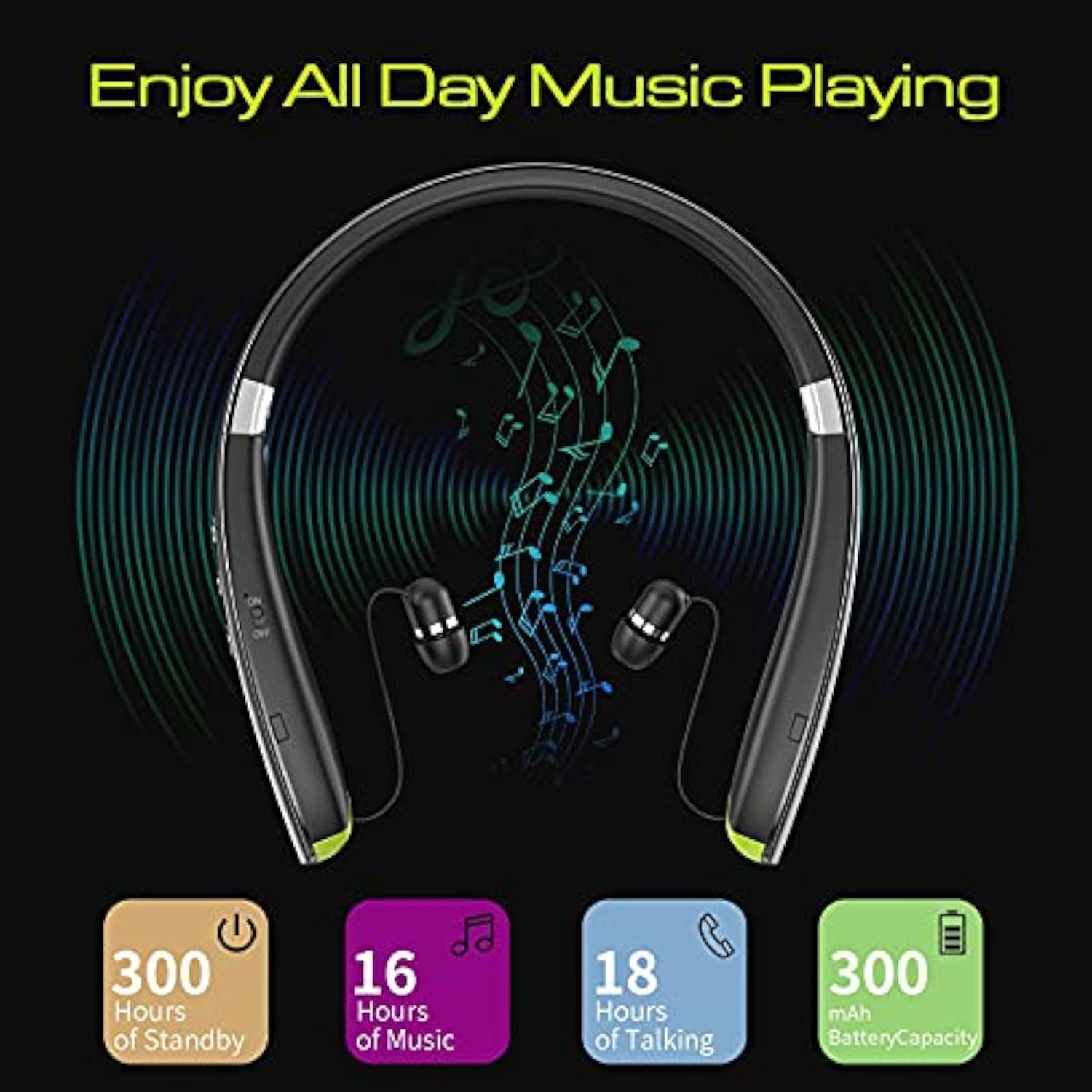 Bluetooth Headset, 2023 Upgraded Neckband Bluetooth Headphones With Retractabl