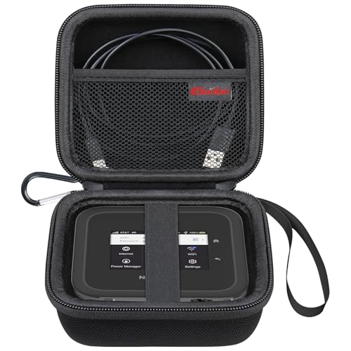 Carrying Case For Netgear Nighthawk M6/ M6 Pro/ M7 Pro/ M5 5G Mobile Hotspot Router, Portable Wireless Wifi Travel Hotspot Router Storage Holder, Extra Mesh Pocket Fits Cable, Black
