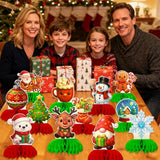 12 Pcs Christmas Party Table Decorations Centerpieces, Honeycomb Xmas Holiday Festive Decor for Dinner, Winter Holiday and New Year Celebration