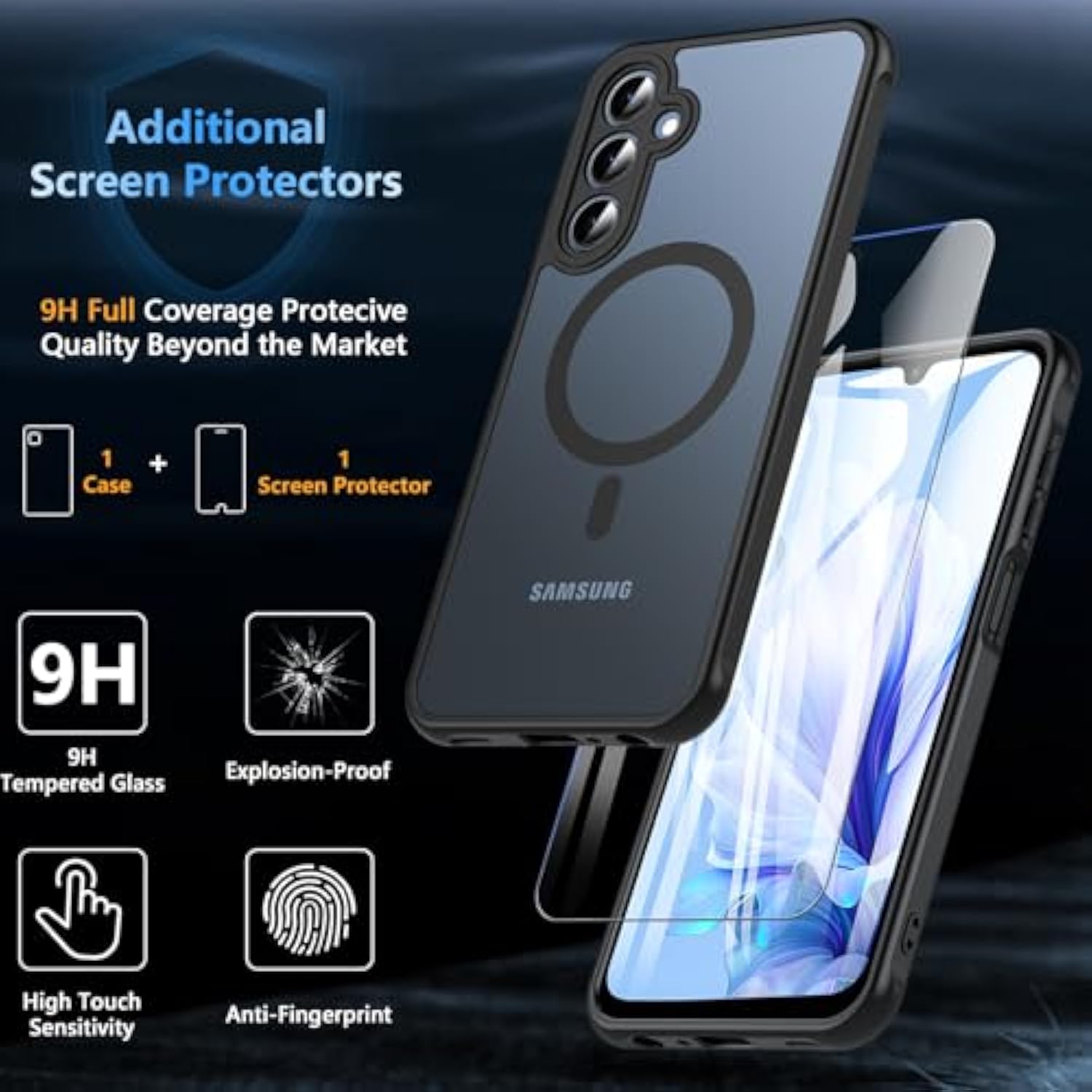 Magnetic Case Compatible With Gabb Phone 4 Pro,Military Grade Shockproof With Tempered Glass Screen Protector Translucent Matte Protective Case Cover For Boys Girls-Black