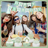 12-Piece Sage Green and Gold Birthday Honeycomb Centerpieces for Any Party