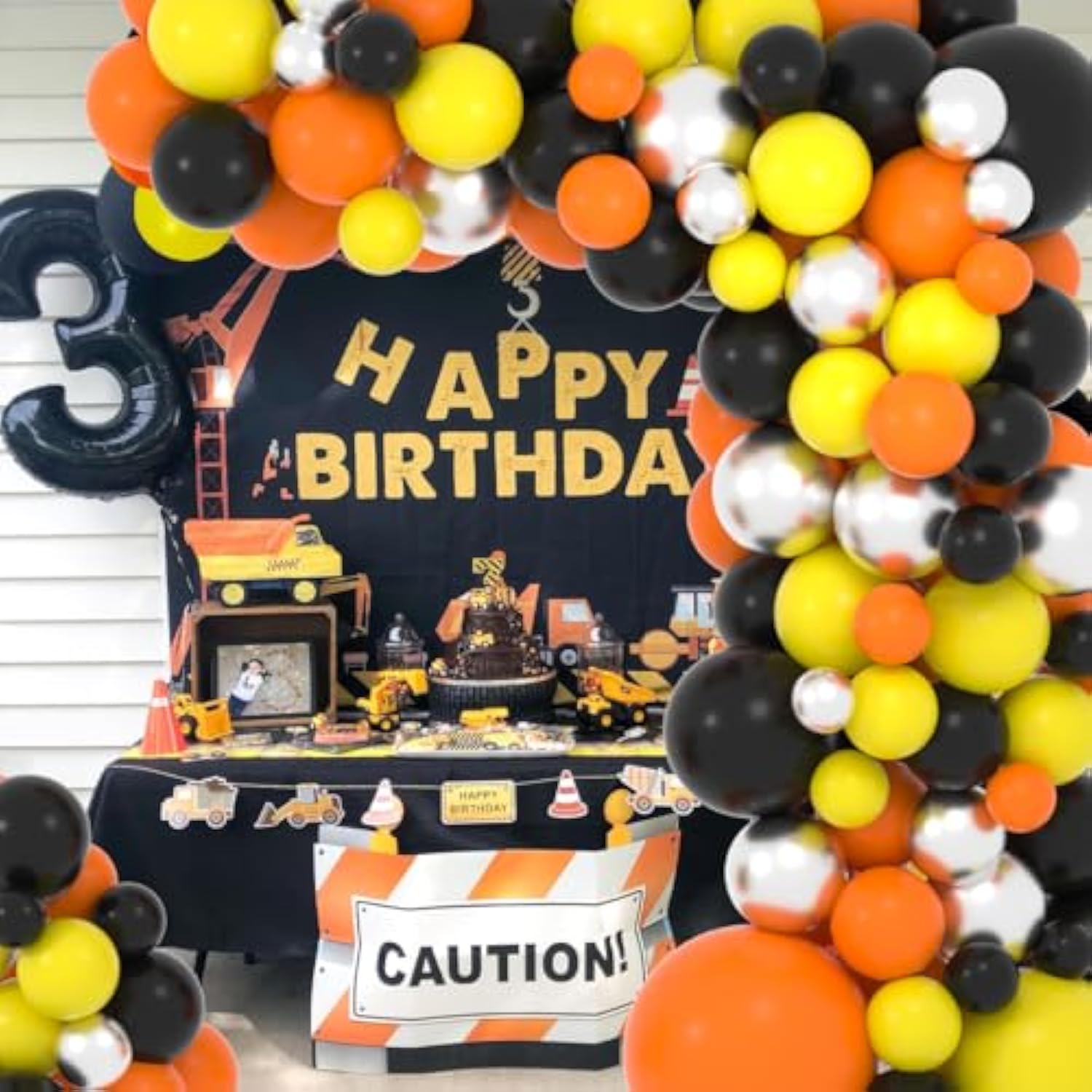 Orange Black Yellow Silver Balloons Garland Arch Kit - 122Pcs Orange Y
