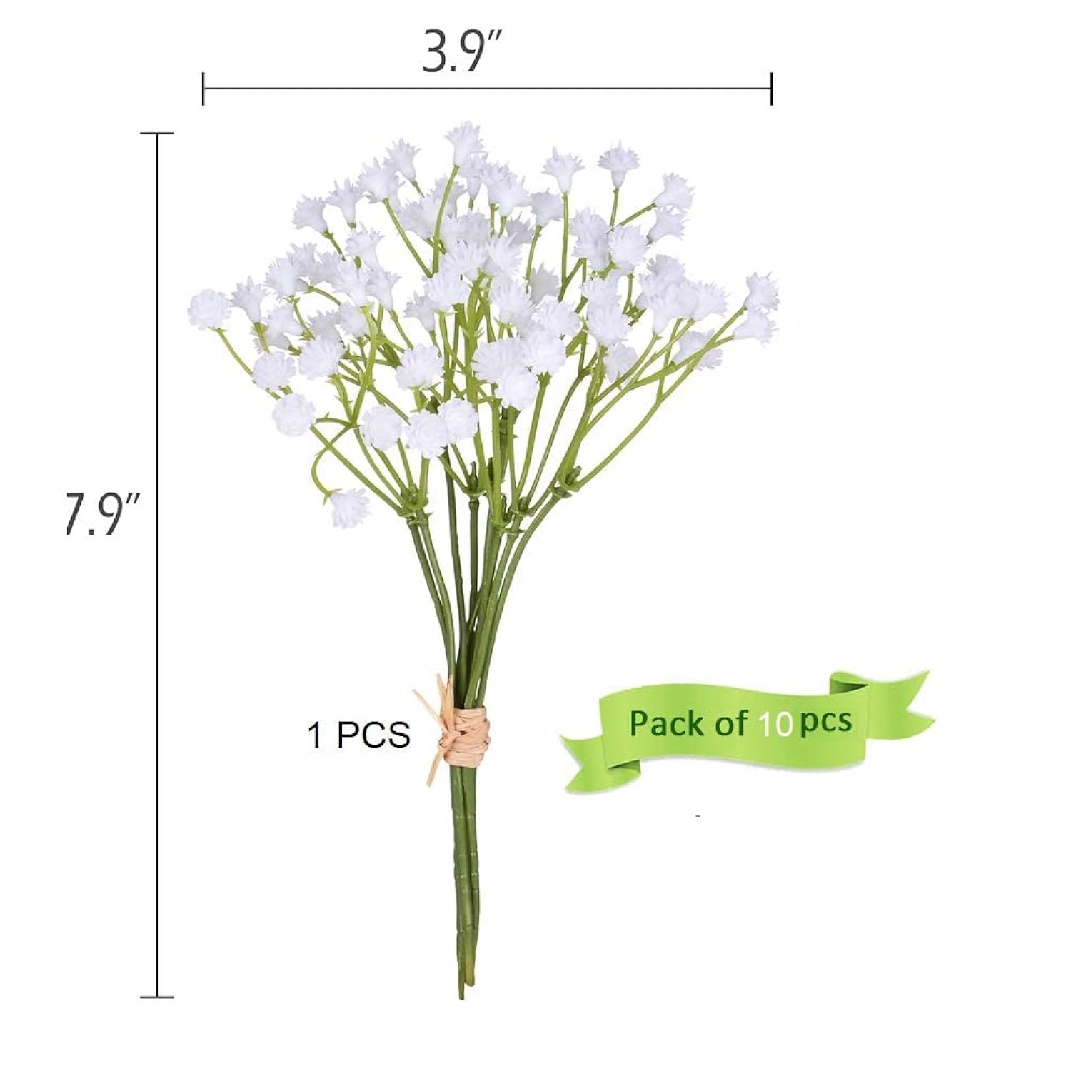 10Pcs 30 Bunches White Babys Breath Artificial Flowers Real Touch Fake Gypsophila Faux Plants For Wedding Garland Wreath Girl Crown Flower Bonquet Diy Flores Arrangement Table Décor Centerpiece