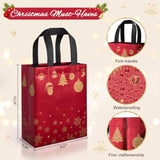 16 Pack 10" Christmas Gift Bags Medium Size With Tissue Paper, Reusable Non-Woven Christmas Tote Bags With Handles, Perfect For Holiday Gift Wrap/Party Favor Supplies, 10.2" × 8.3" × 4"