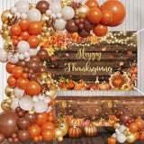 Thanksgiving Balloon Arch Kit 146pcs Orange Brown Balloons with Banner for Autumn Harvest Party