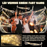 50 Pcs LED Wedding Ribbon Wands Warm White Fairy Streamers with Bells