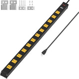 12 Outlet Long Heavy Duty Metal Power Strip with Multi Plug Outlets