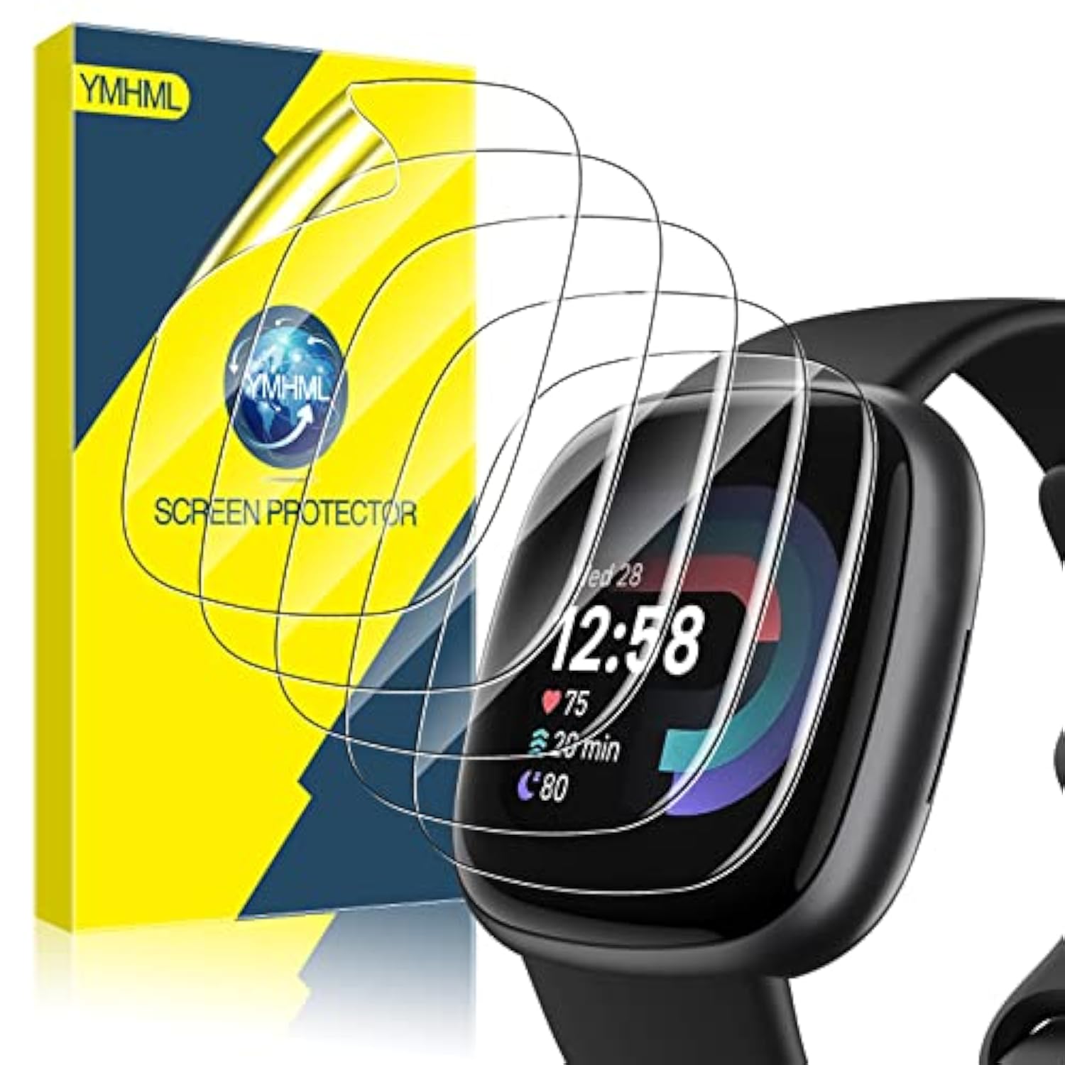 [ 6 Pack ] Compatible For Fitbit Versa 4 / Versa 3 Screen Protector, Fitbit Sense 2 / Sense Screen Protector, [Upgrade Flexible Film] Soft Hd Clear Anti-Scratch Protector For Fitbit Accessories