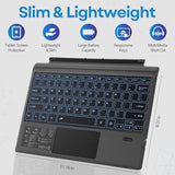 Wireless Keyboard Type Cover Trackpad Mouse Replacement For Microsoft Surface Pro 7 Pro 6 Pro 5 Pro 4 Pro 3 Bluetooth 7-Color Led Backlit Ultra-Slim Rechargeable Battery Multi-Touch