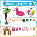 23 Pcs Hawaiian Beach Cake Decoration Set Summer Cake Decor With Flamingo Rainbow And Coconut Tree Toppers For Hawaiian Theme Party