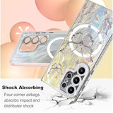 Compact Samsung Galaxy S25 Ultra Phone Case with Magnetic Protective Camera Lens Frame, Soft Shockproof Design, Silver Aesthetic