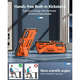 For Samsung Galaxy A14-5G Case: Dual-Layer Protective Textured Shockproof Rugged Tpu Cover With Kickstand | Military Grade Drop Protection | Heavy Duty Cell Phone Protector - Orange