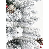 6Ft Pencil Snow Flocked Christmas Tree, Artificial Full Appearance Holiday Decoration Tree, Slim Skinny Xmas Tree With 316 Snow Flocked Tips & For Indoor Home Party Decor