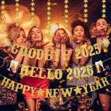 Gold Glitter Goodbye 2025 Hello 2026 Banner New Year’s Eve Party Decor