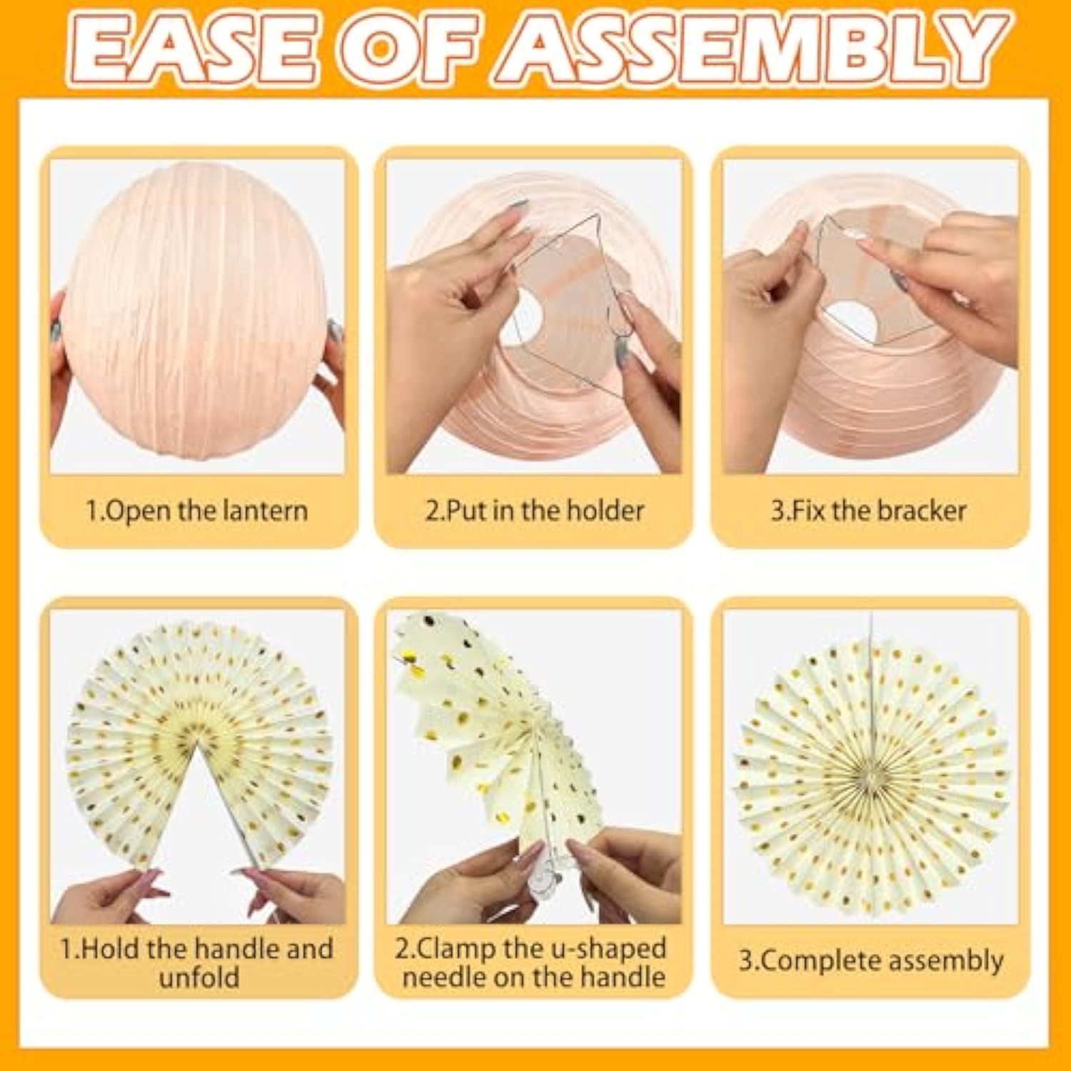 15Pcs Autumn Pink And Orange Party Decorations, Hanging Orange Paper Lanterns Honeycomb Paper Fans Triangle Flag Banner For Girls Women Baby Shower One Sweet Peach Birthday Thanksgiving Party Decor