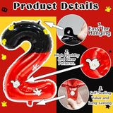 40" Black & Red Mouse Number 2 Balloon — Giant Mickey-Style Party Decor