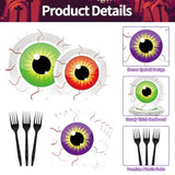 100 Pcs Spooky Halloween Eyeball Party Supplies Set Plates Napkins Forks Serves 25
