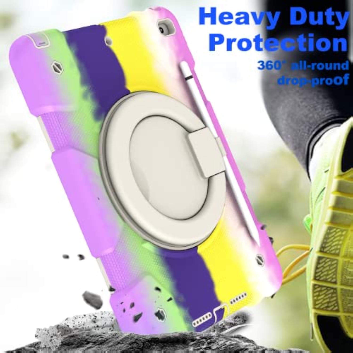 Ipad 9Th/ 8Th/ 7Th Generation Case 10.2 Inch With Pencil Holder [360 Rotating