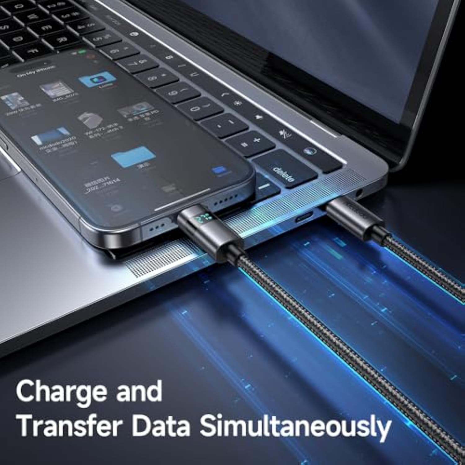 36W Usb C To Lightning Cable With Horizontal Led Display 4Ft Length Nylon Braided Lightning Usb C Fast Charging Cable Fit For 14 13 12 11/Pro/Promax/Plus, Ipad, Airpods, Itouch