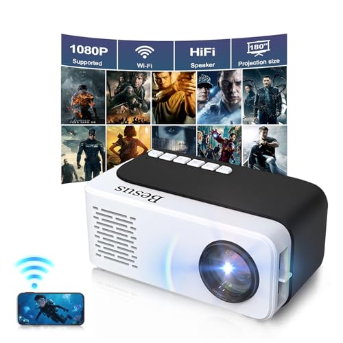 Mini Projector, Hd 1080P Wifi Video Projector, Portable Outdoor Projector With Tripod, Gift For Kids, Home Theater Movie Phone Projector Compatible With Usb, Av, Smartphone/Tablet/Laptop (Pink)