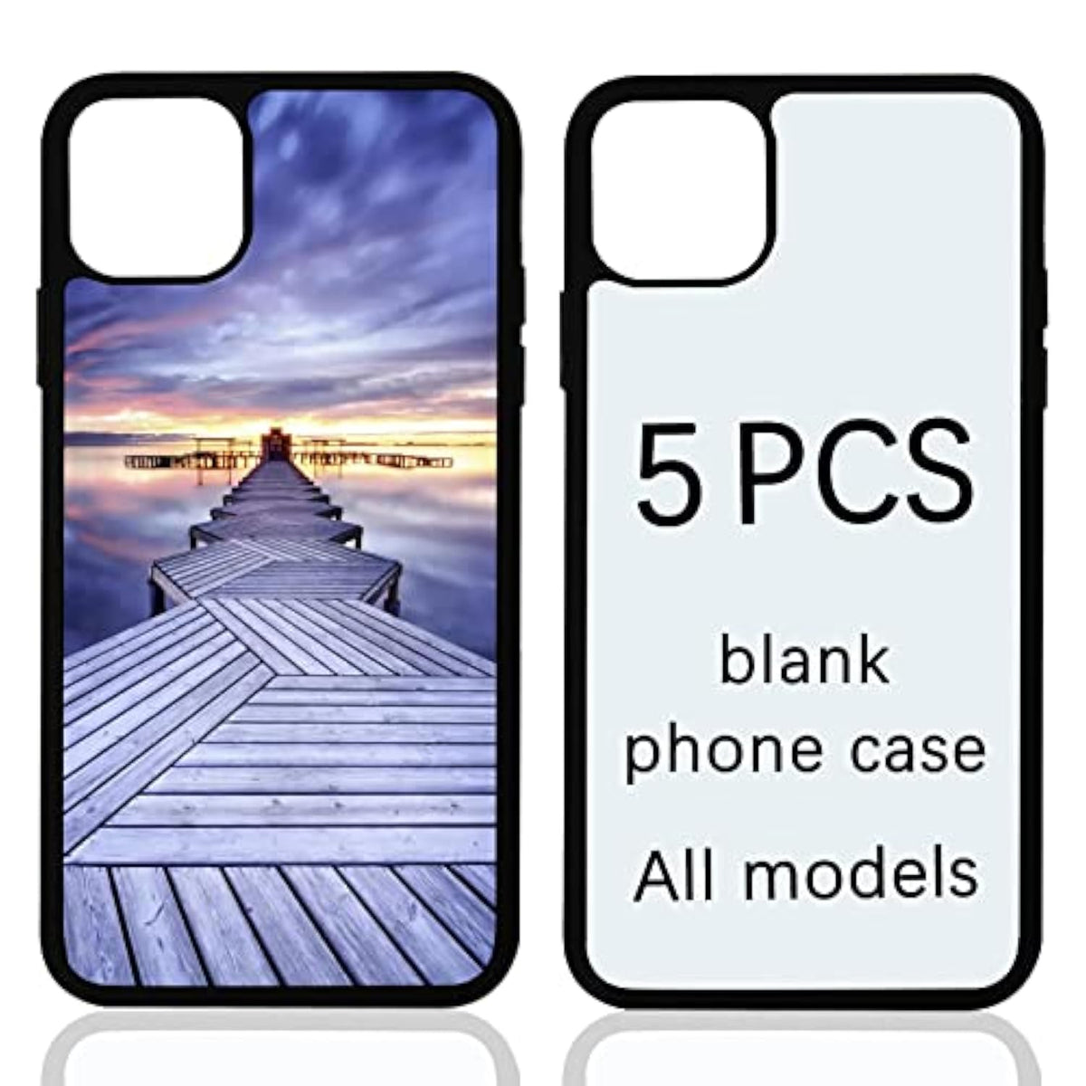 5Pcs Sublimation Blanks Phone Case For Iphone 14 Pro Max 6.7 Inch Full Body Protection Shockproof Black Customized Cover Printable Case For Diy