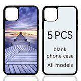 5Pcs Sublimation Blanks Phone Case For Iphone 14 Pro Max 6.7 Inch Full Body Protection Shockproof Black Customized Cover Printable Case For Diy