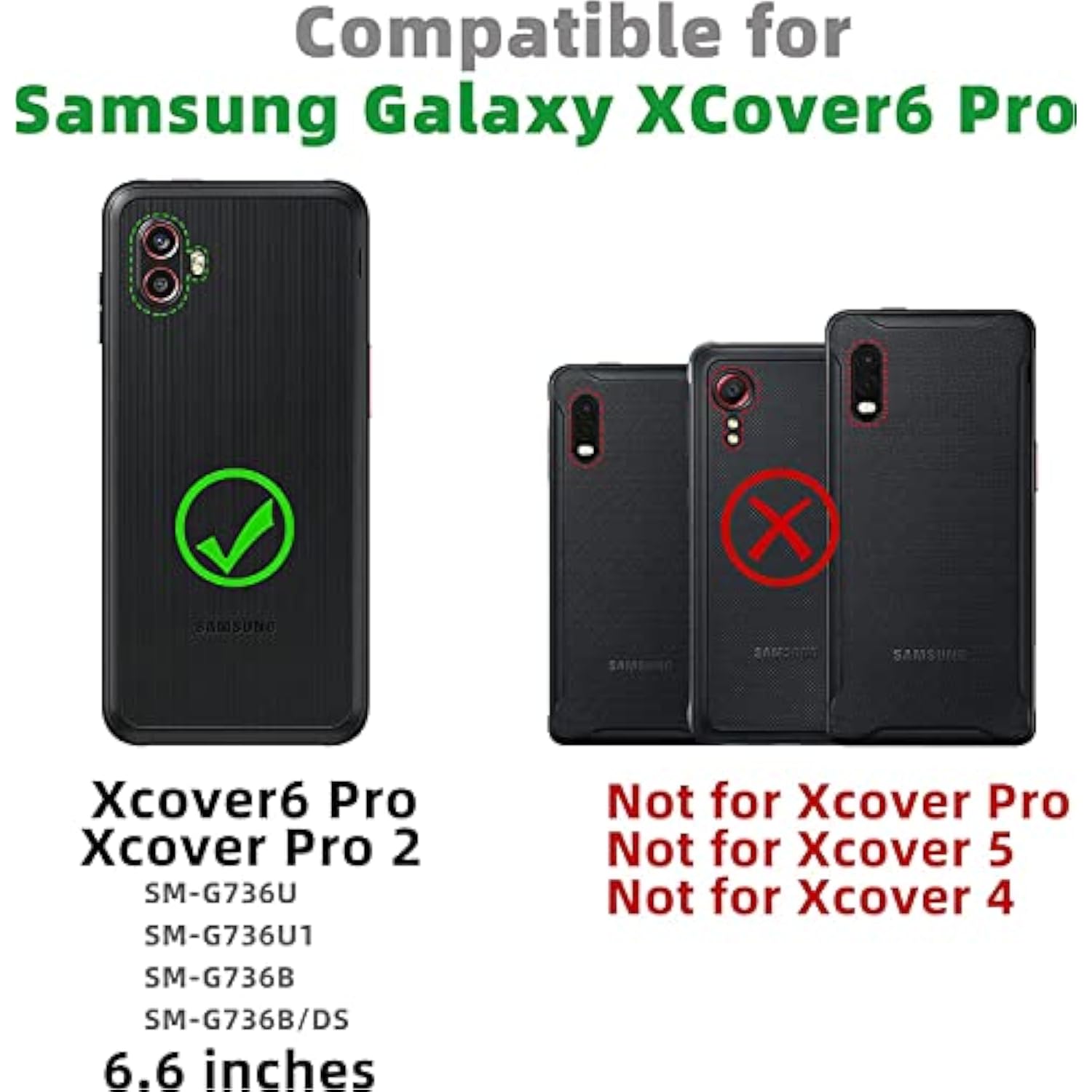 For Galaxy Xcover 6 Pro Case With Built In Screen Protector/Drop Proof 3-Layer Durable Cover/Shockproof Armor Drop Protection Solid Rubber Case For Samsung Galaxy Xcover 6 Pro-Black