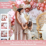 136 Pcs Boho Pink Baby Shower Set – Oh Baby Sign, Garland & Balloon Boxes