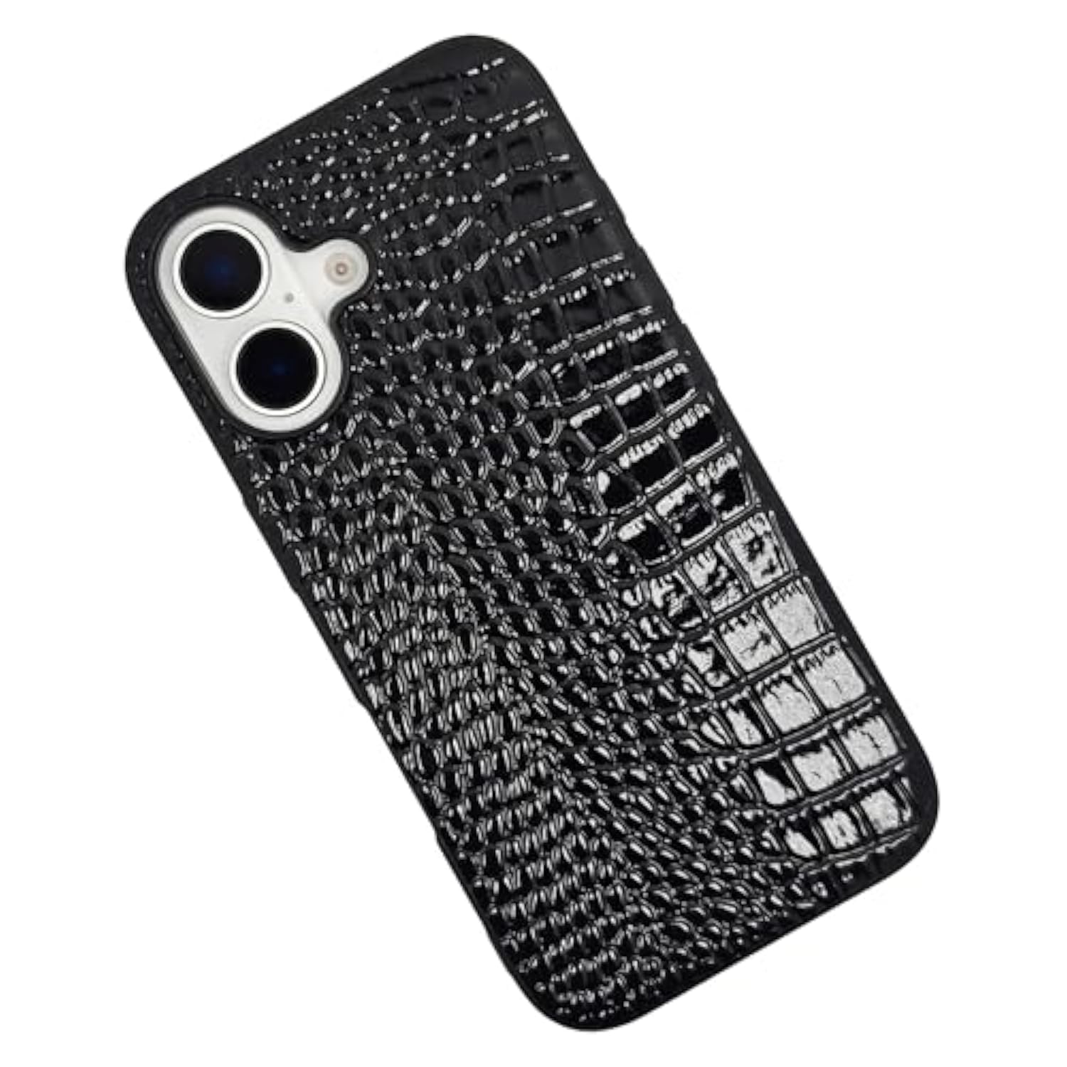 Compatible With Iphone 16 Pro Case For Women, Crocodile Synthetic Patent Leather Cover, Classic Fashion For Iphone16 Pro 2024 6.3 Inch - Black