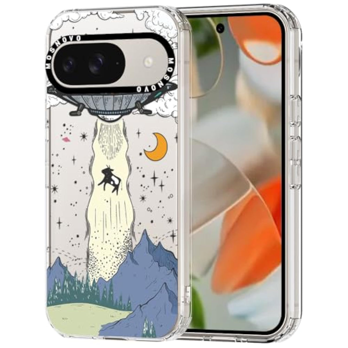 Case For Google Pixel 9 & Pixel 9 Pro, [Buffertech 6.6Ft -Grade Drop Protection] [Anti Peel Off Tech] Clear Tpu Bumper Phone Case Cover Design - Ufo