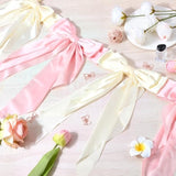 Pink Bow Banner Party Hanging Banner Polyester Satin Coquette Aesthetic Bowknot Ribbon Congratulation Garlands Ornaments For Birthday Bachelorette Wedding Party Favor Diy Decorations