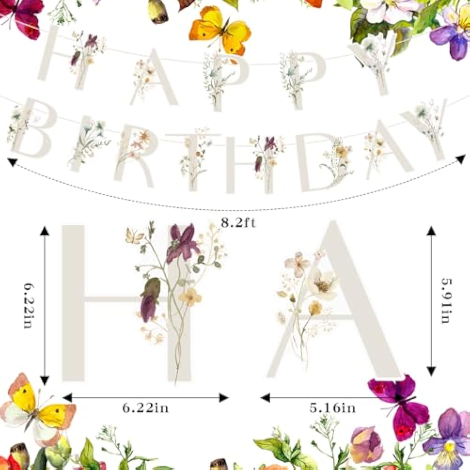 Wildflower Happy Birthday Banner, Baby In Bloom Floral Banner For Baby Shower Decor Women Girls Party Decorations Favors Supplies.