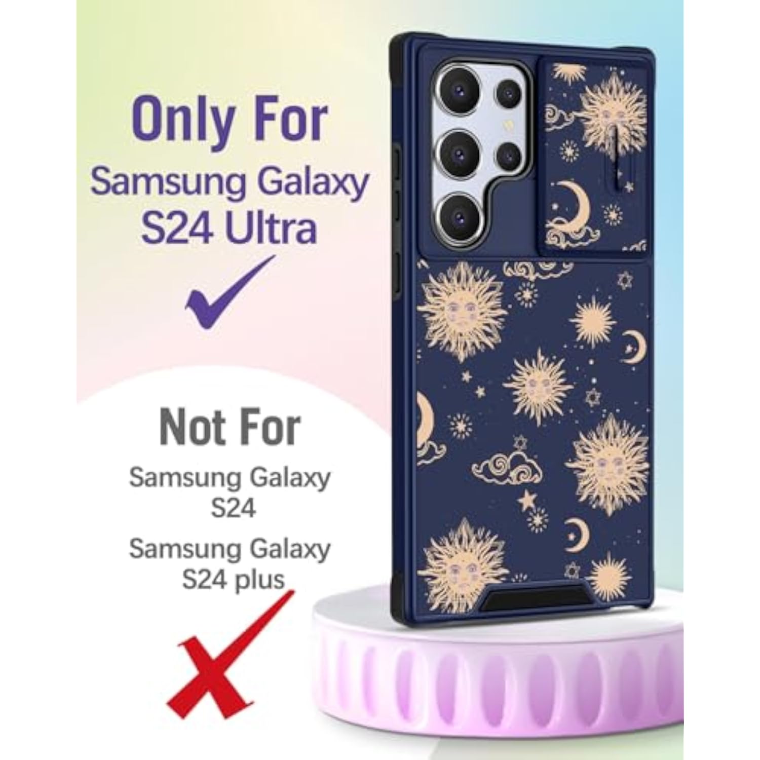 Samsung Galaxy S24 Ultra Phone Case with Ring Stand and Camera Cover, Cute Designed for Women and Girls, Compatible with Magsafe
