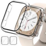 2 Pack Hard Pc Case For Watch Series 9 Series 8/7 45Mm Screen Protector, Tempered Glass Film Hard Bumper Anti-Scratch Hd Ultra-Thin Protective Cover For Iwatch Series 9/8/7 45Mm, Clear