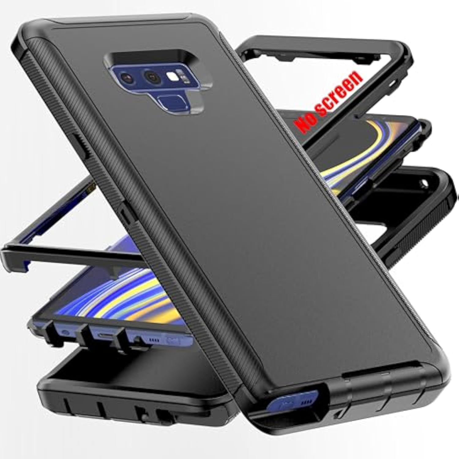 For Note 9 Case,[Military Grade] 3 In 1 Full Body Shockproof Dust/Drop Proof Heavy Duty Protection Cover,For Samsung Galaxy Note 9 6.4 Inch,Black