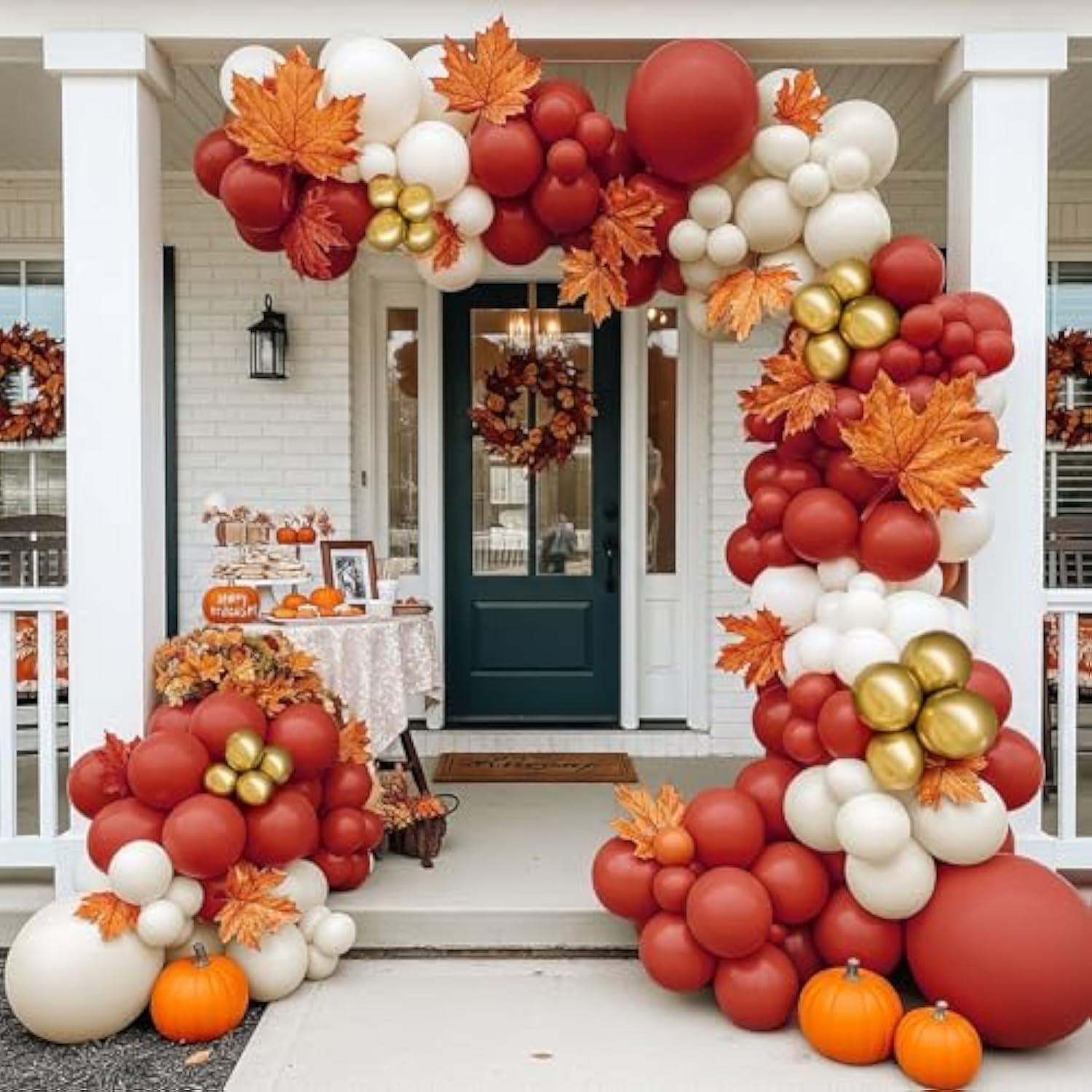 Fall Balloon Arch Kit 143pcs Terracotta Orange Gold White Sand Balloons for Bridal Shower