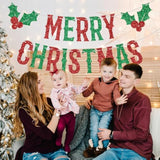 Merry Christmas Red Green Banner Happy Holidays New Year Party Decor