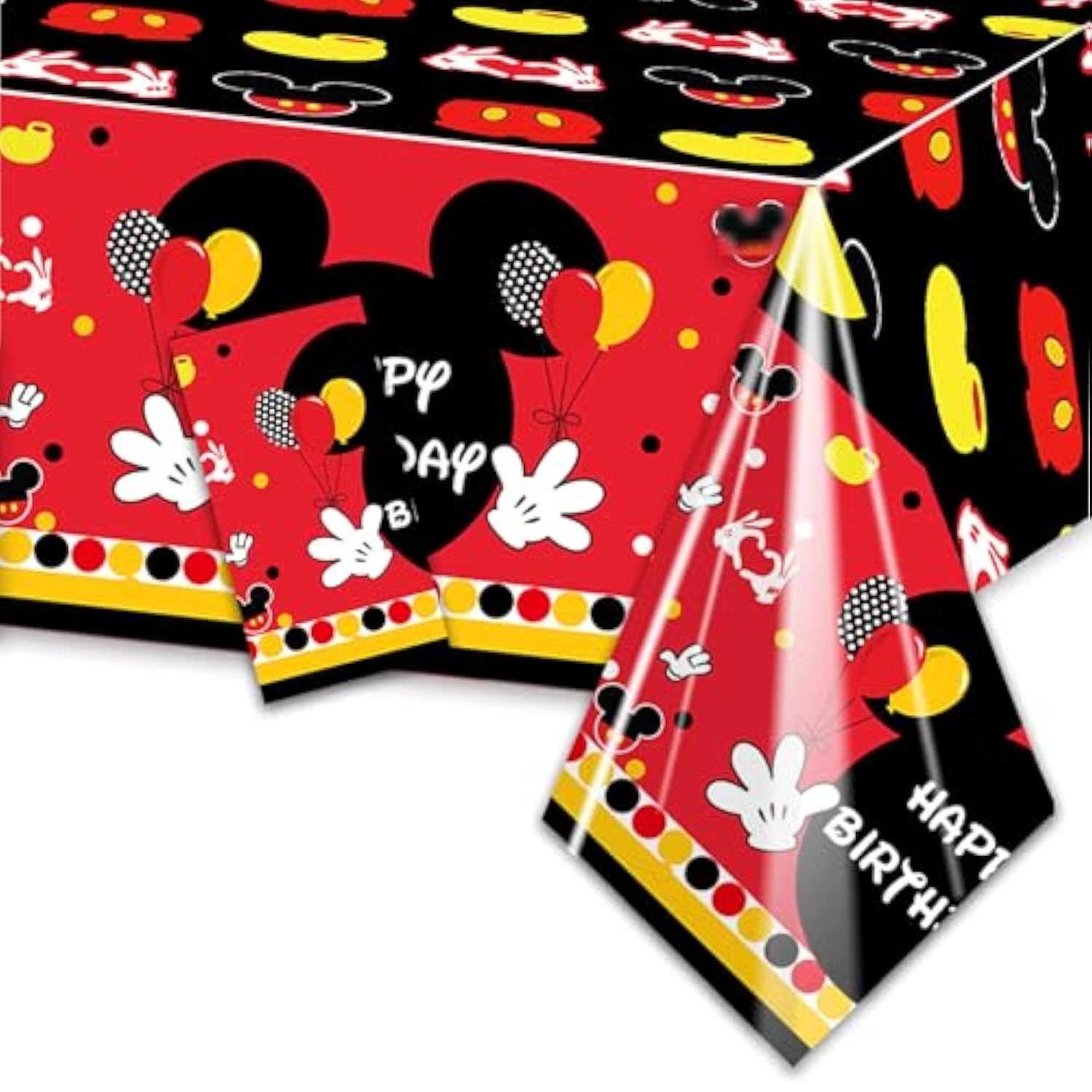 Red Cartoon Happy Birthday Party Tablecloth - Rectangular Tablecovers Disposable Plastic Table Cloth For Baby Shower Boys 1St 2Nd 3Rd 4Th 5Th 6Th Birthday Party Decorations 51.2" X 86.6"