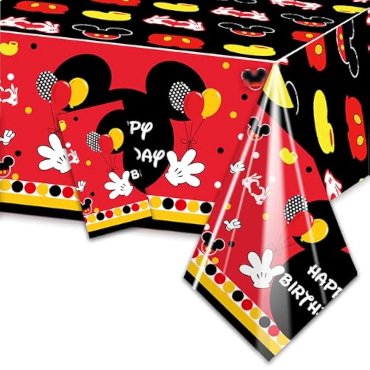 Red Cartoon Happy Birthday Party Tablecloth - Rectangular Tablecovers Disposable Plastic Table Cloth For Baby Shower Boys 1St 2Nd 3Rd 4Th 5Th 6Th Birthday Party Decorations 51.2" X 86.6"