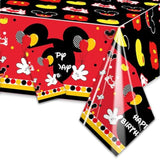 Red Cartoon Happy Birthday Party Tablecloth - Rectangular Tablecovers Disposable Plastic Table Cloth For Baby Shower Boys 1St 2Nd 3Rd 4Th 5Th 6Th Birthday Party Decorations 51.2" X 86.6"