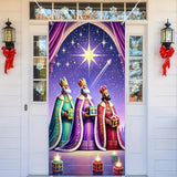 Merry Christmas Door Cover Three Wise Men Door Banner Backdrop Three Kings Christian Birth Of Jesus Religious Bethlehem Manger Scenephoto Background Decoration Photoshoot Props