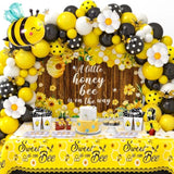 133Pcs Bee Baby Shower Decorations Bumble Bee Themed Baby Shower, Honey Bee Balloon Arch Sweet As Can Bee Tablecloth Backdrop Bee Wall Decor, Birthday Party Supplies Boy Girl Baby Shower Decor